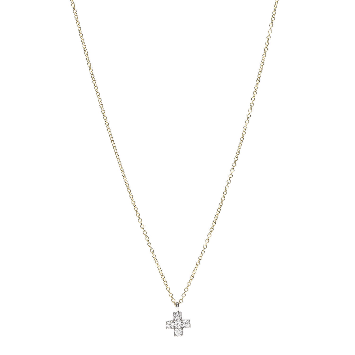 Tiffany 18K Yellow Gold Platinum Diamond Cruciform Cross Pendant Necklace 1 of 5
