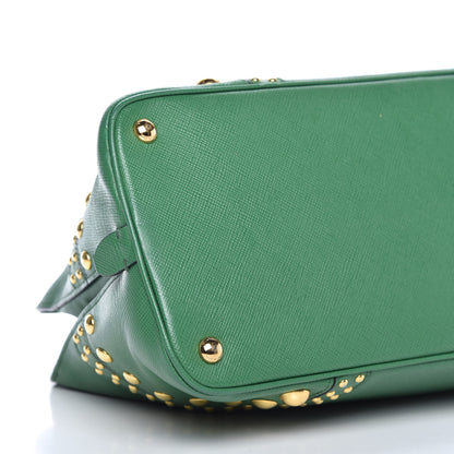 Prada Saffiano Studded Bijou Tote Verde 6 of 10