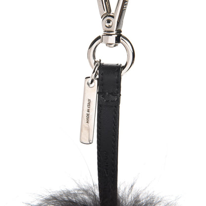 Fendi Goat Fox Fur Calfskin Studded Eye Monster Bag Bug Cube Charm Black 3 of 4