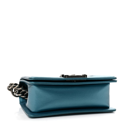 Chanel Metallic Caviar Quilted Small Boy Flap Blue 4 of 14