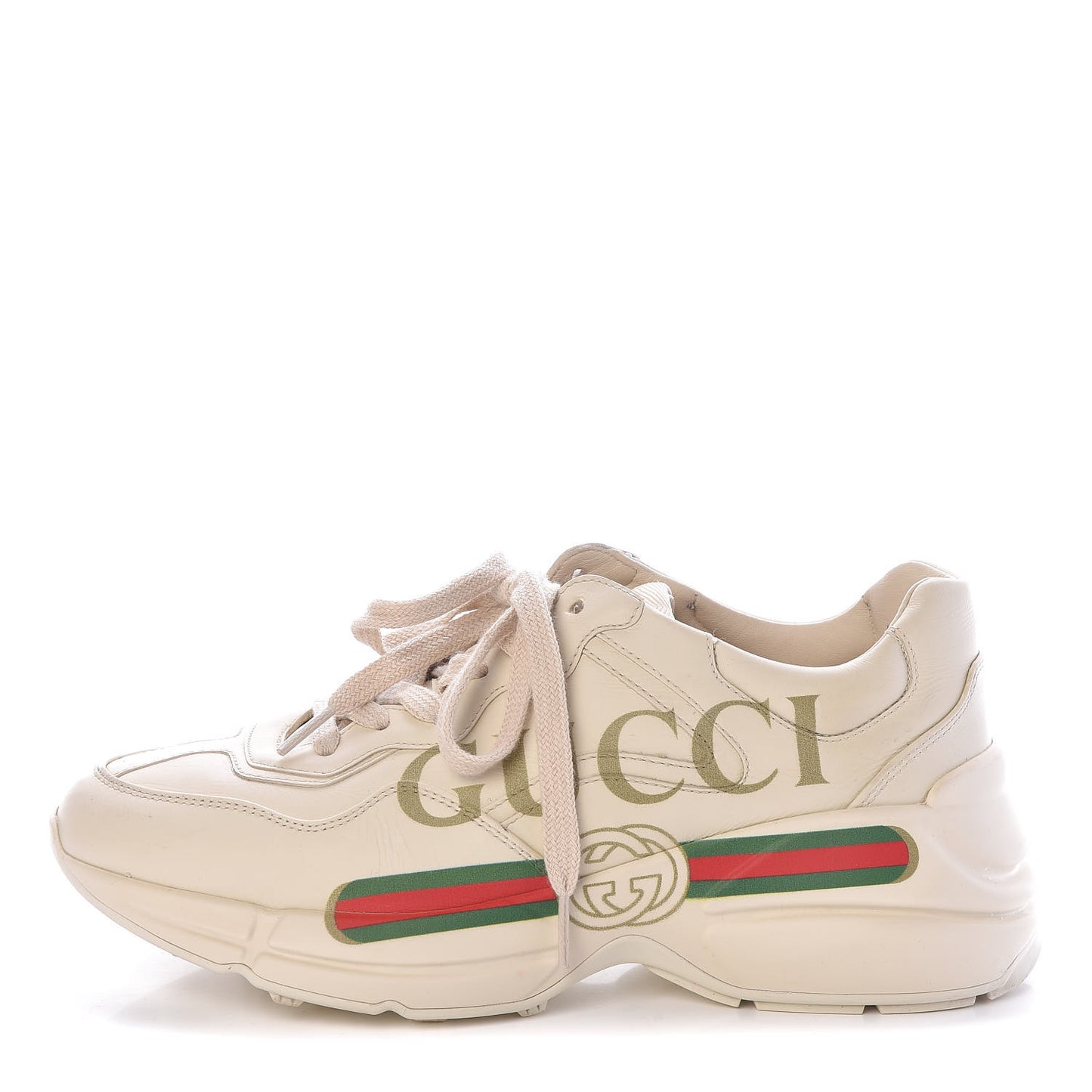 Calfskin Logo Womens Rhyton Sneakers 37.5 Ivory