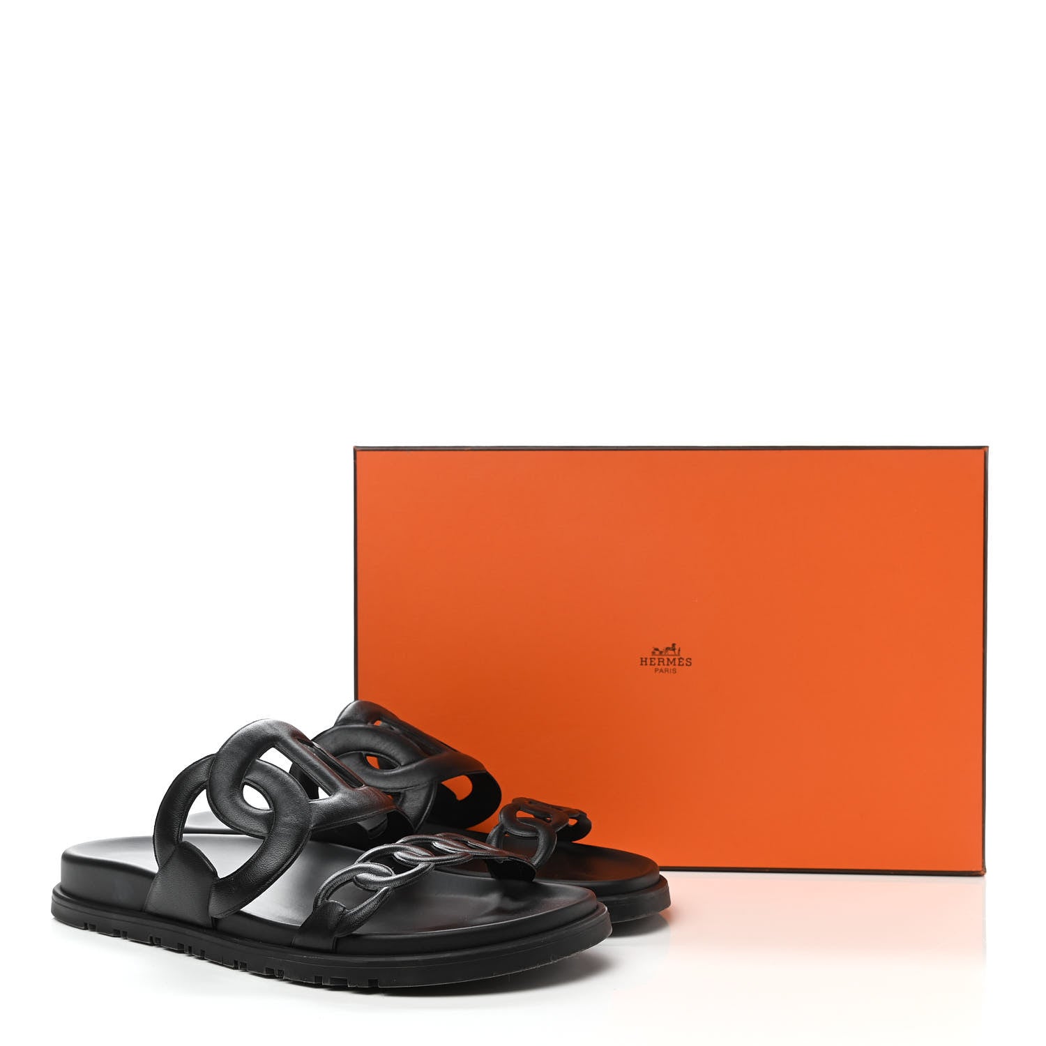 Hermes Nappa Extra Sandals 38 Black 9 of 9