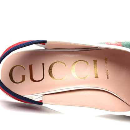 Gucci Malaga Kid Web Sylvie High Heel Slingback Pumps 36 White 8 of 11