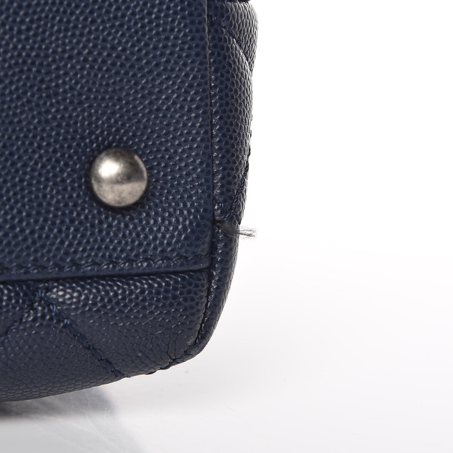 Caviar Quilted Large Coco Handle Flap Navy Blue