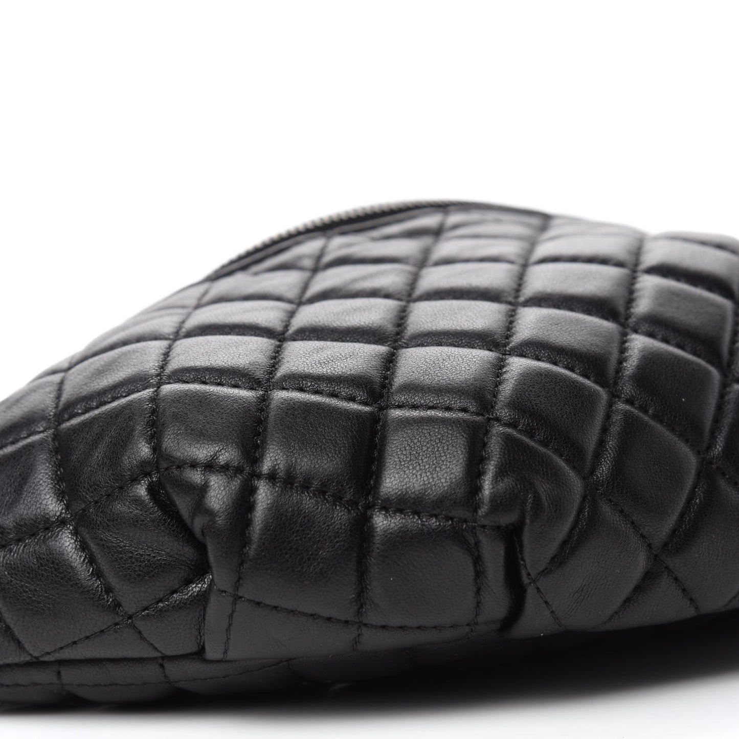 Lambskin Quilted Banane Waist Bag Fanny Pack Black