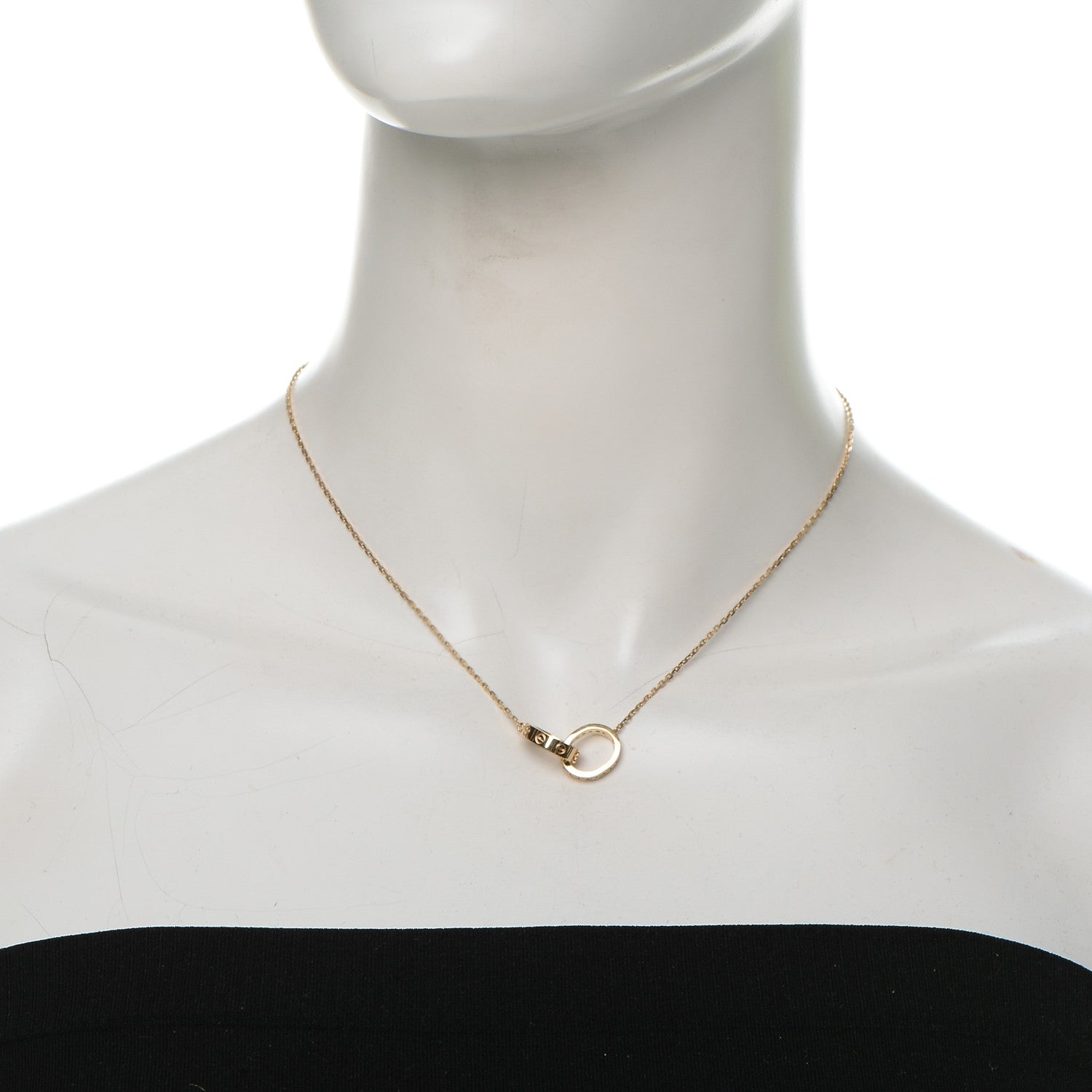 Cartier 18K Yellow Gold Diamond Interlocking LOVE Necklace 2 of 7
