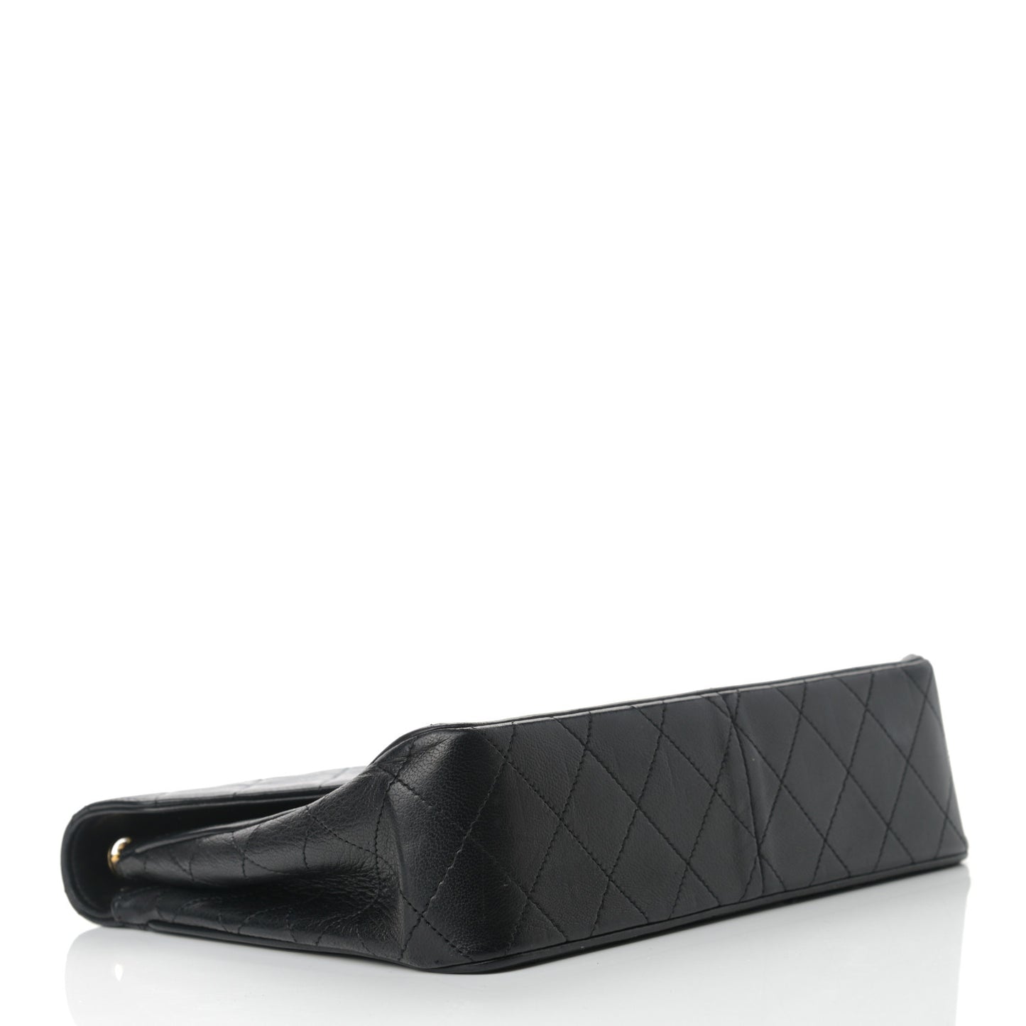 Lambskin Diamond Stitch Envelope Single Flap Black