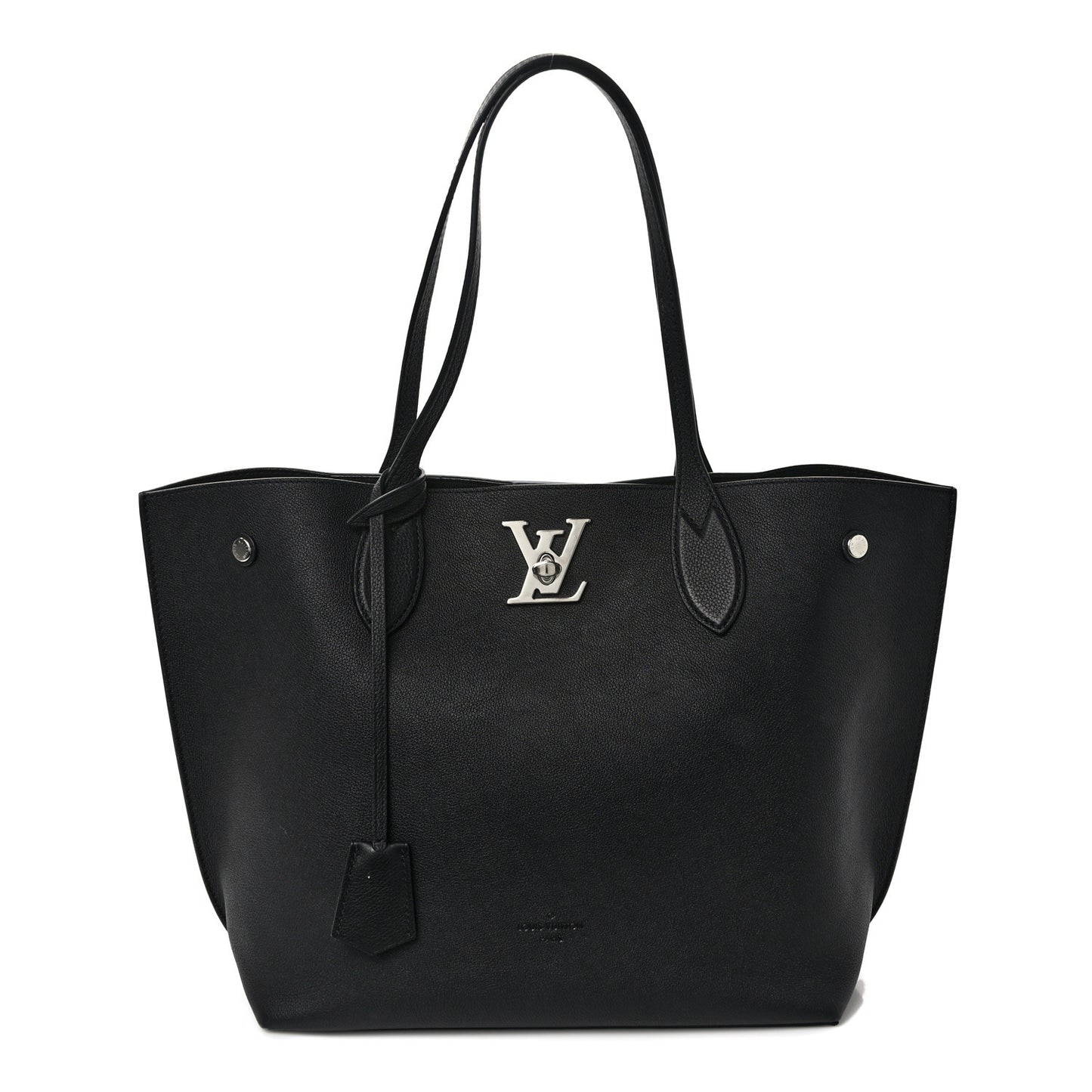 Calfskin Lockme Go Tote Black
