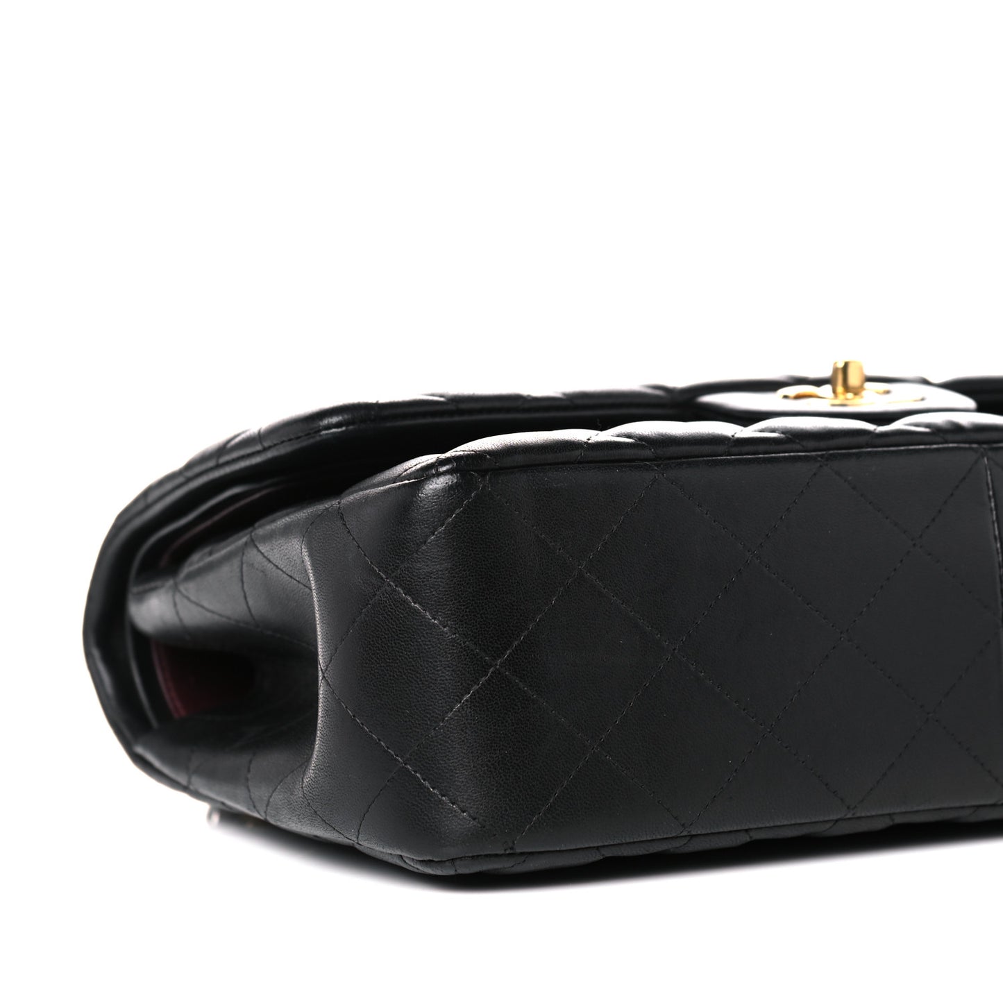 Lambskin Quilted Jumbo Double Flap Black