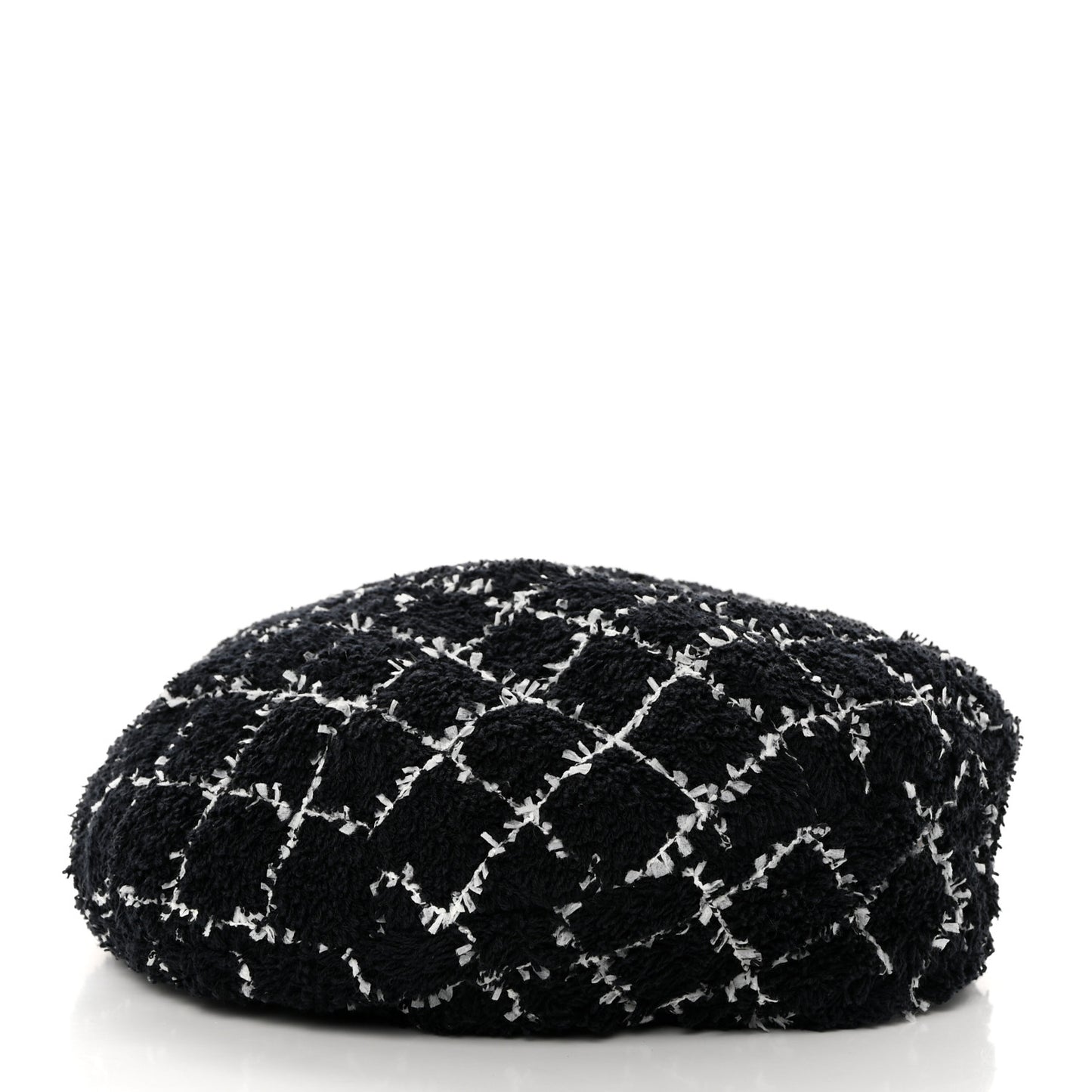 Tweed Beret Hat M Black White
