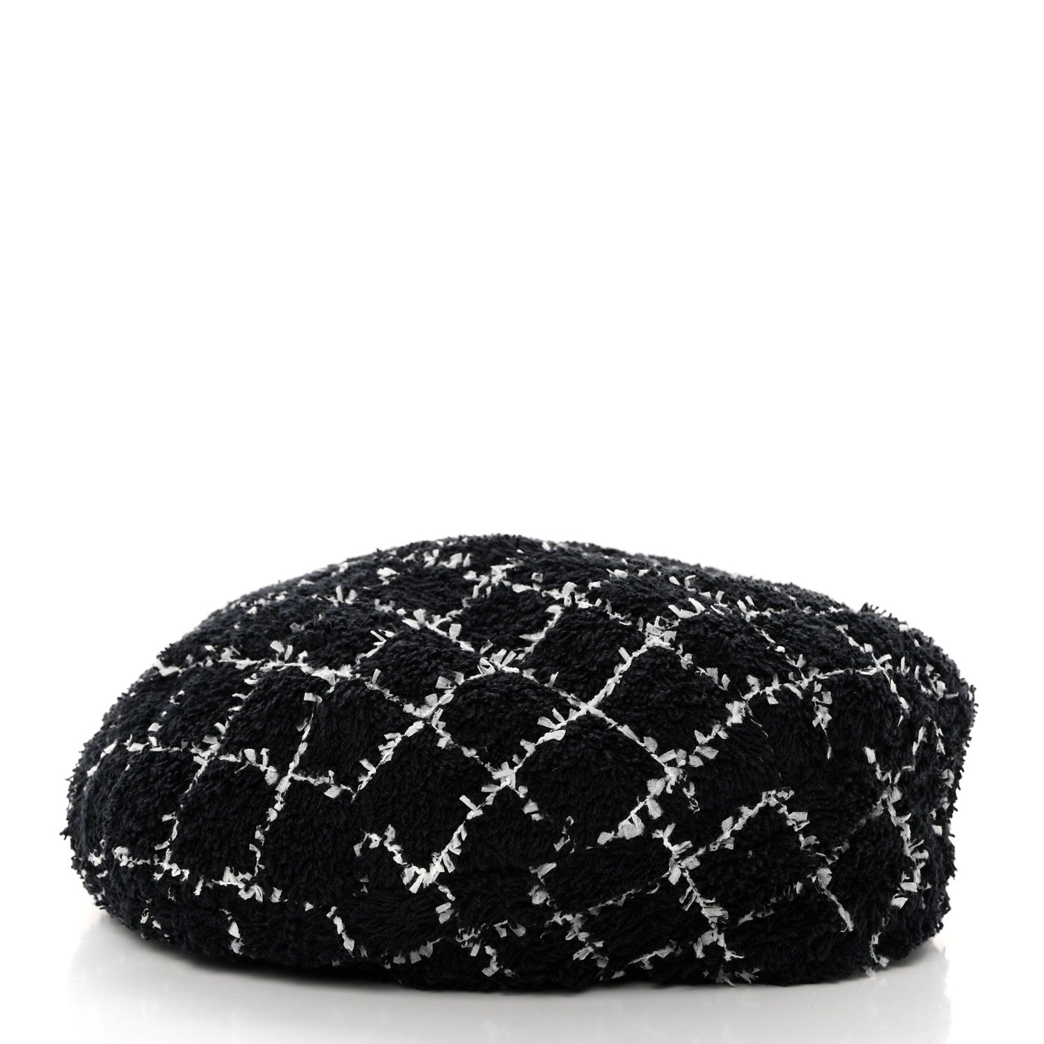 Chanel Tweed Beret Hat M Black White 4 of 8