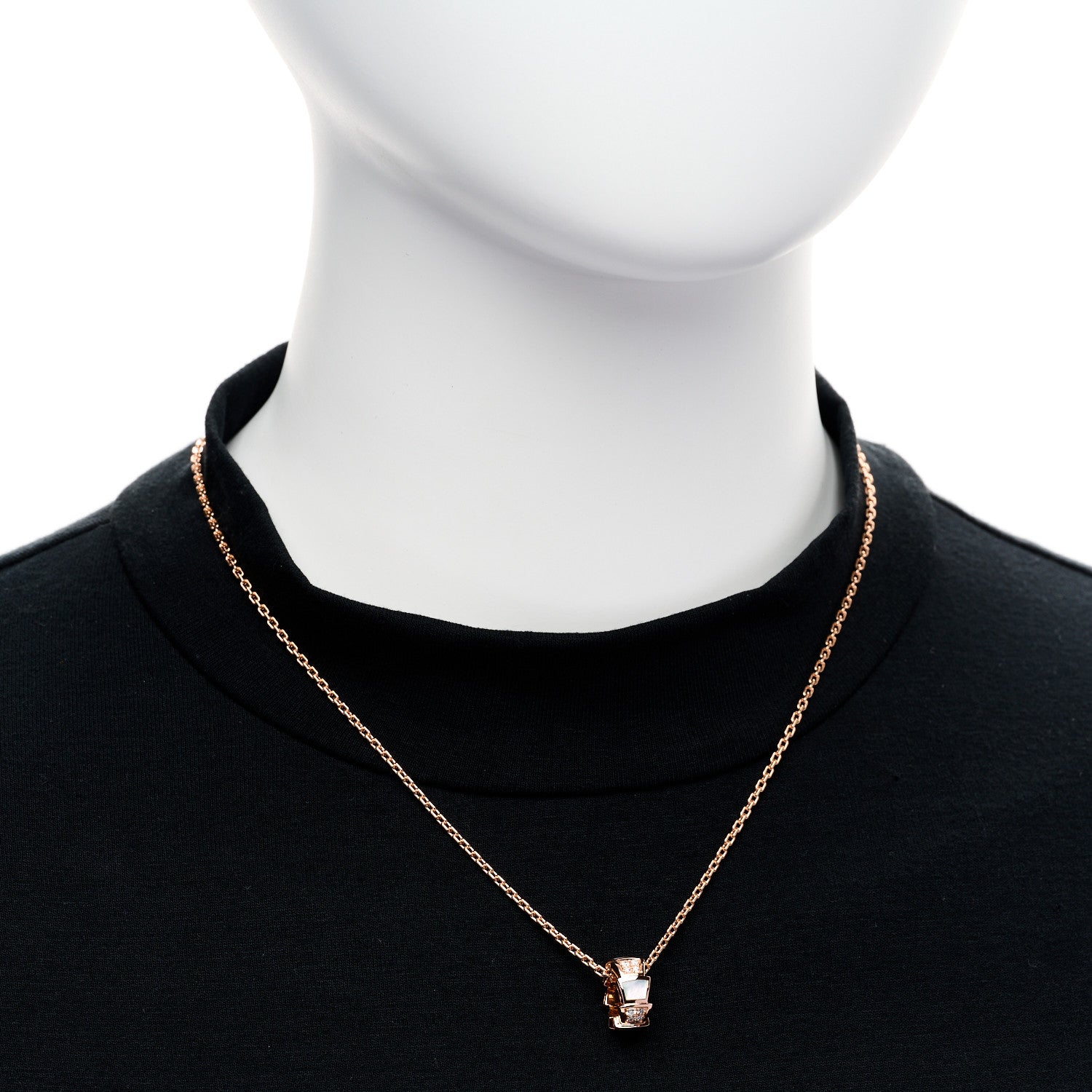 Bulgari 18K Rose Gold Diamond Mother of Pearl Serpenti Viper Pendant Necklace 2 of 5