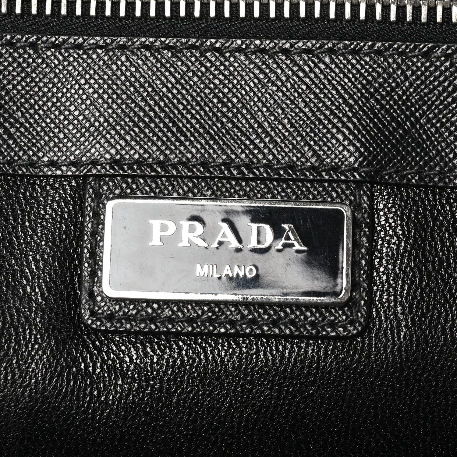 Prada Saffiano Cuir Travel Front Zip Pocket Briefcase Black 5 of 8