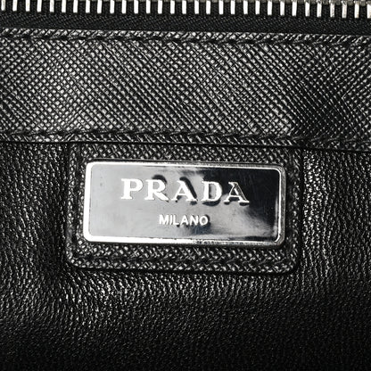 Prada Saffiano Cuir Travel Front Zip Pocket Briefcase Black 5 of 8