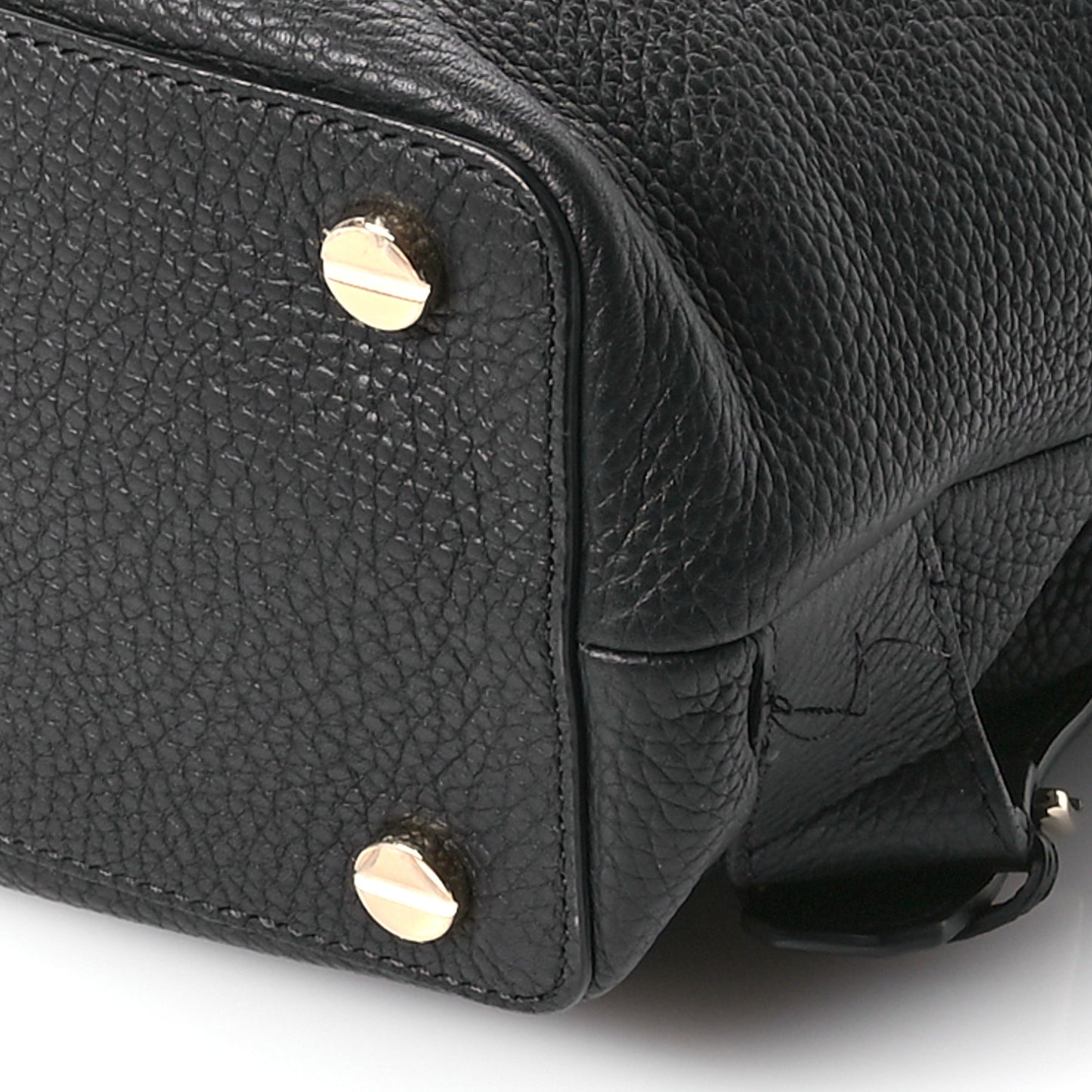 Pebbled Calfskin Rockstud Drawstring Backpack Black