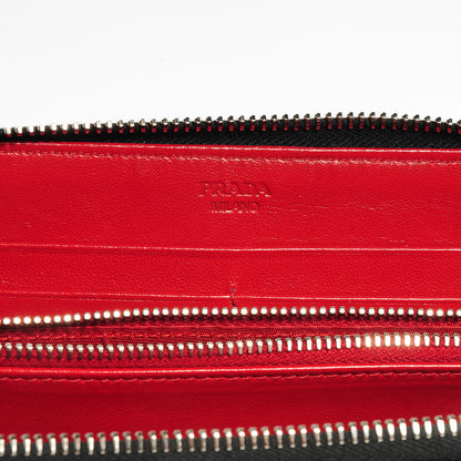 Prada Saffiano Vernice Studded Zip Around Wallet Black 8 of 10