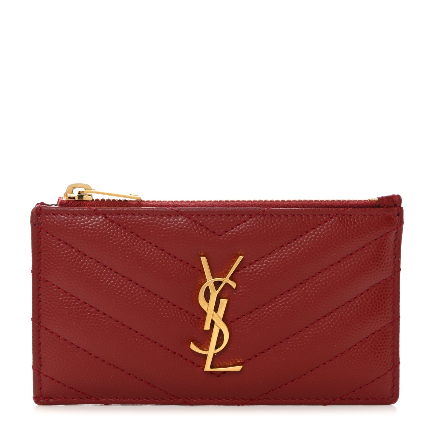 Grain De Poudre Matelasse Chevron Monogram Fragments Zippered Card Case Opyum Red