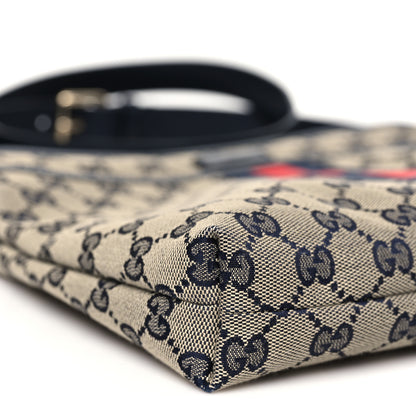Gucci GG Supreme Monogram Web Flat Messenger Bag Navy 9 of 10