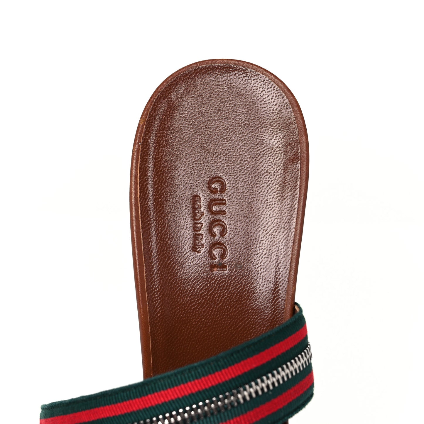 Calfskin Web Zip Sandals 39 Cuir