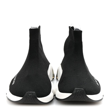 Balenciaga Neoprene Knit Womens Speed Clear Sole Sneakers 38 Black White 3 of 9