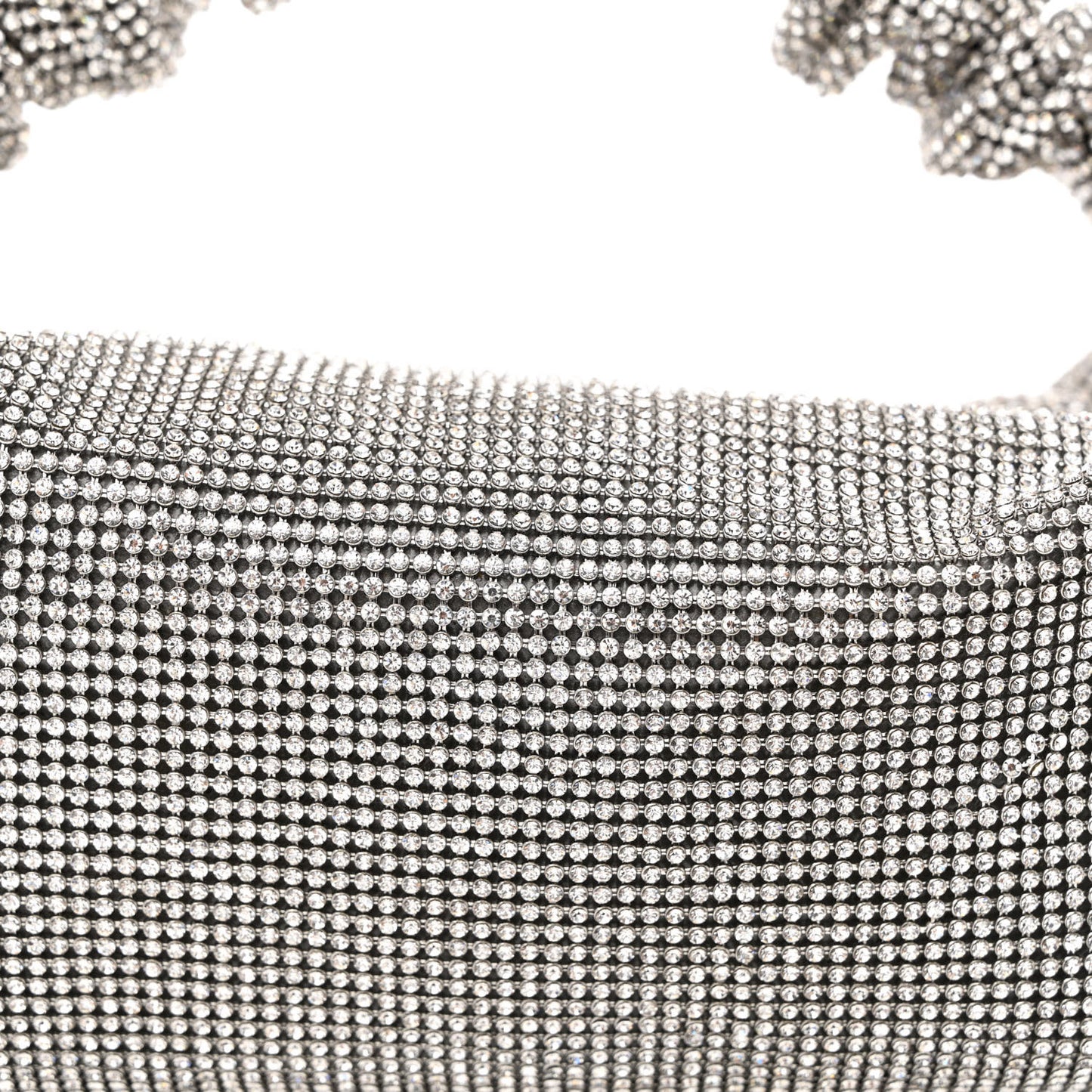 Mesh Crystal Rhinestone Mini Scrunchie Clutch Black Silver