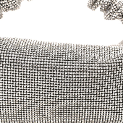 Alexander Wang Mesh Crystal Rhinestone Mini Scrunchie Clutch Black Silver 9 of 12