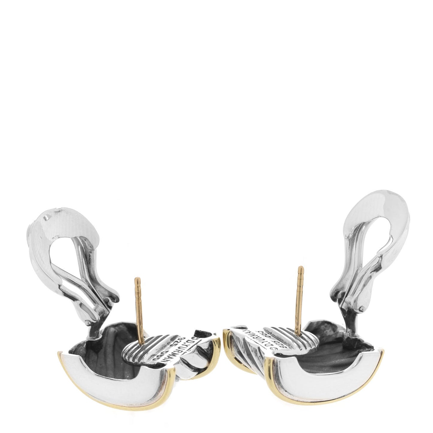 Sterling Silver 14K Yellow Gold Cable Classics Cigar Band Earrings
