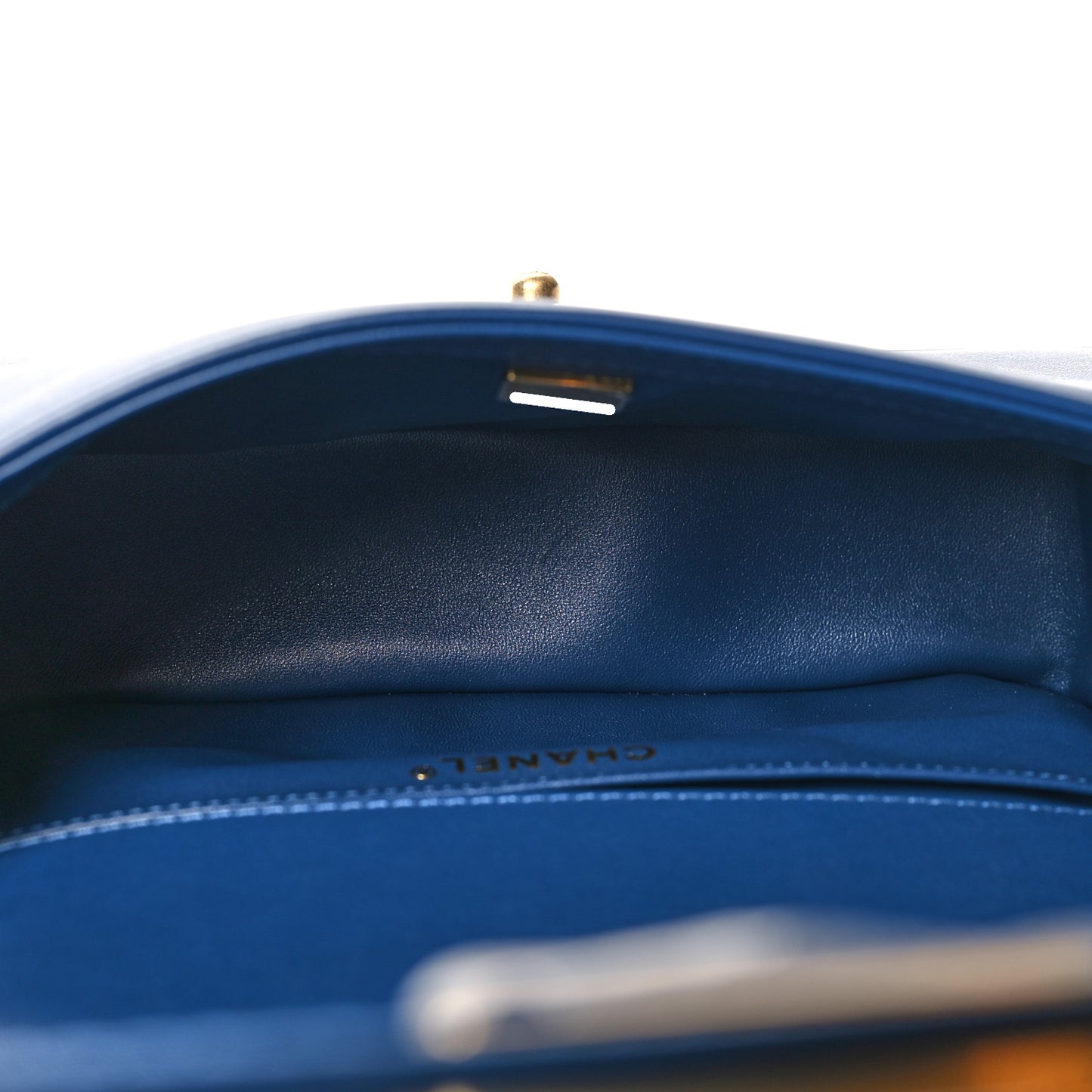 Lambskin Quilted Medium Top Handle Boy Flap Blue