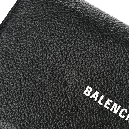 Balenciaga Grained Calfskin Logo Cash Phone Holder Wallet On Chain Black White 11 of 12