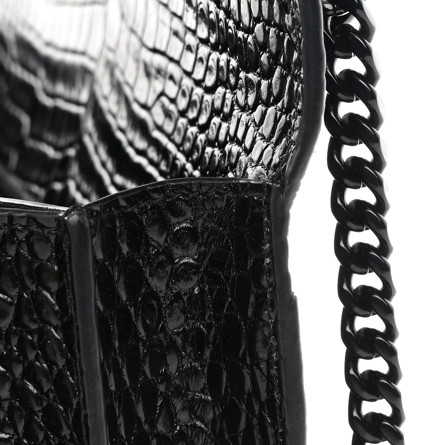 Calfskin Crocodile Embossed Medium Monochrome Monogram Sunset Black