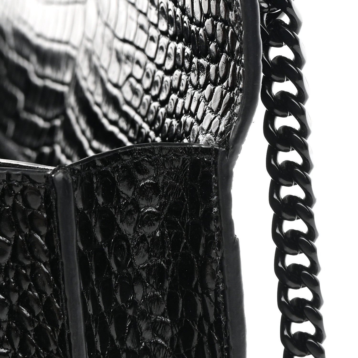 Saint Laurent Calfskin Crocodile Embossed Medium Monochrome Monogram Sunset Black 11 of 12