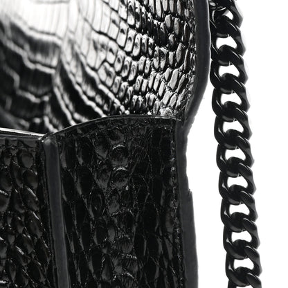 Saint Laurent Calfskin Crocodile Embossed Medium Monochrome Monogram Sunset Black 11 of 12