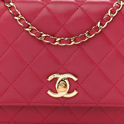Chanel Lambskin Quilted Trendy CC Wallet On Chain WOC Dark Pink 9 of 12