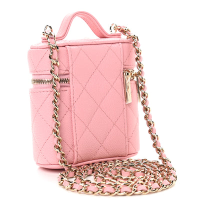 Chanel Caviar Quilted Small Handle With Care Vanity Case With Chain Pink 3 of 9