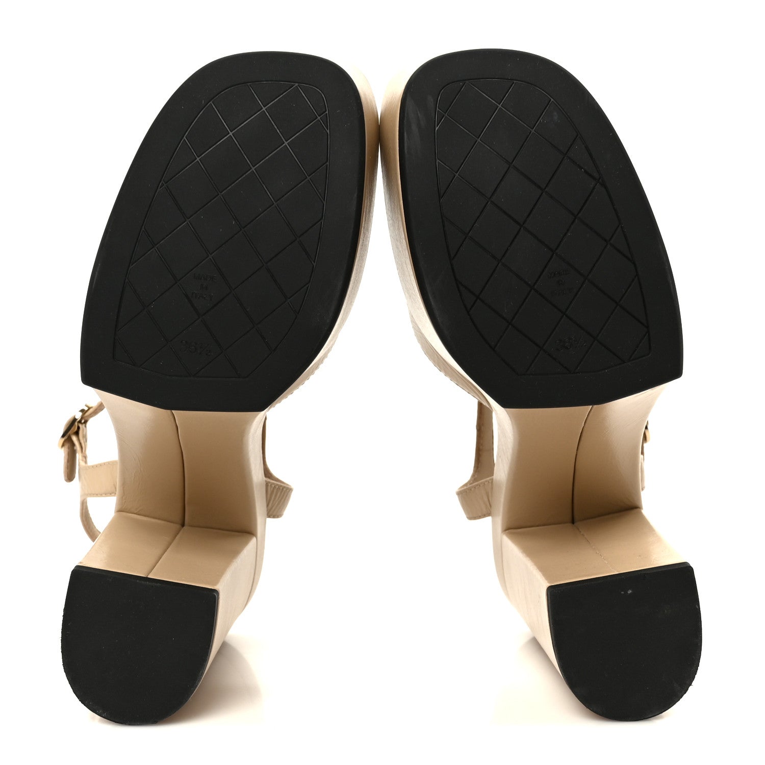 Chanel Calfskin CC Platform Sandals 36.5 Beige 6 of 9