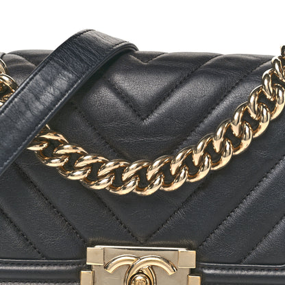 Chanel Calfskin Chevron Quilted Small Boy Flap Black 8 of 10