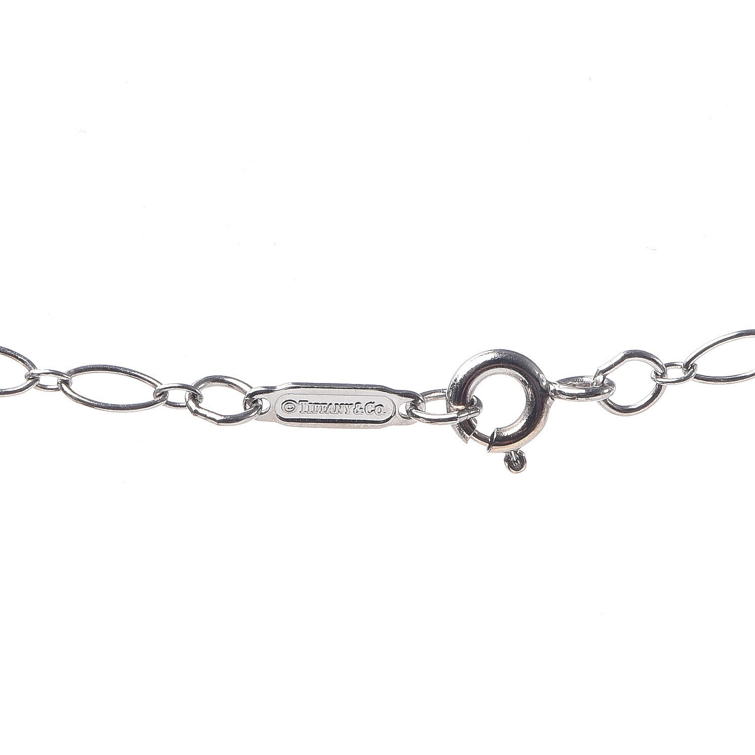 Tiffany 18K White Gold Diamond Mini Heart Key Charm Pendant Link Necklace 6 of 7