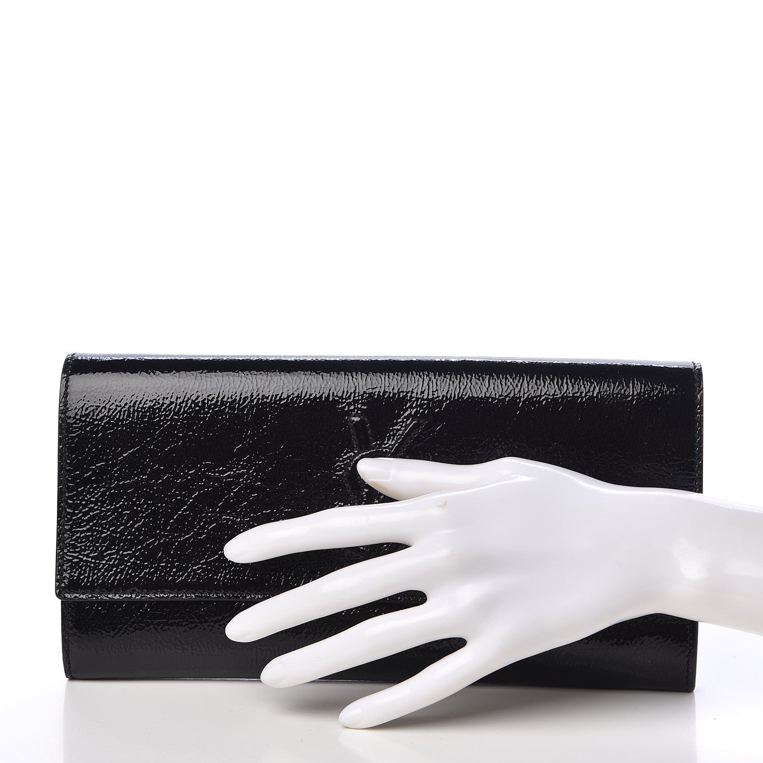 Saint Laurent Textured Patent Monogram Small Belle De Jour Clutch Black 2 of 12