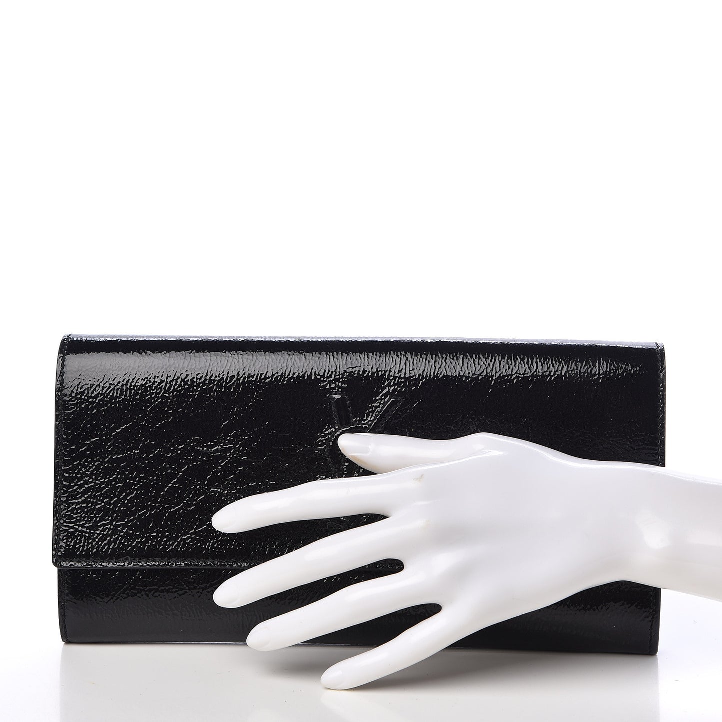 Textured Patent Monogram Small Belle De Jour Clutch Black