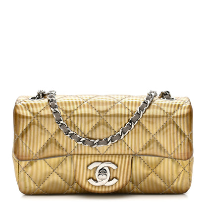 Chanel Striated Patent Quilted Extra Mini Rectangular Flap Gold 1 of 14