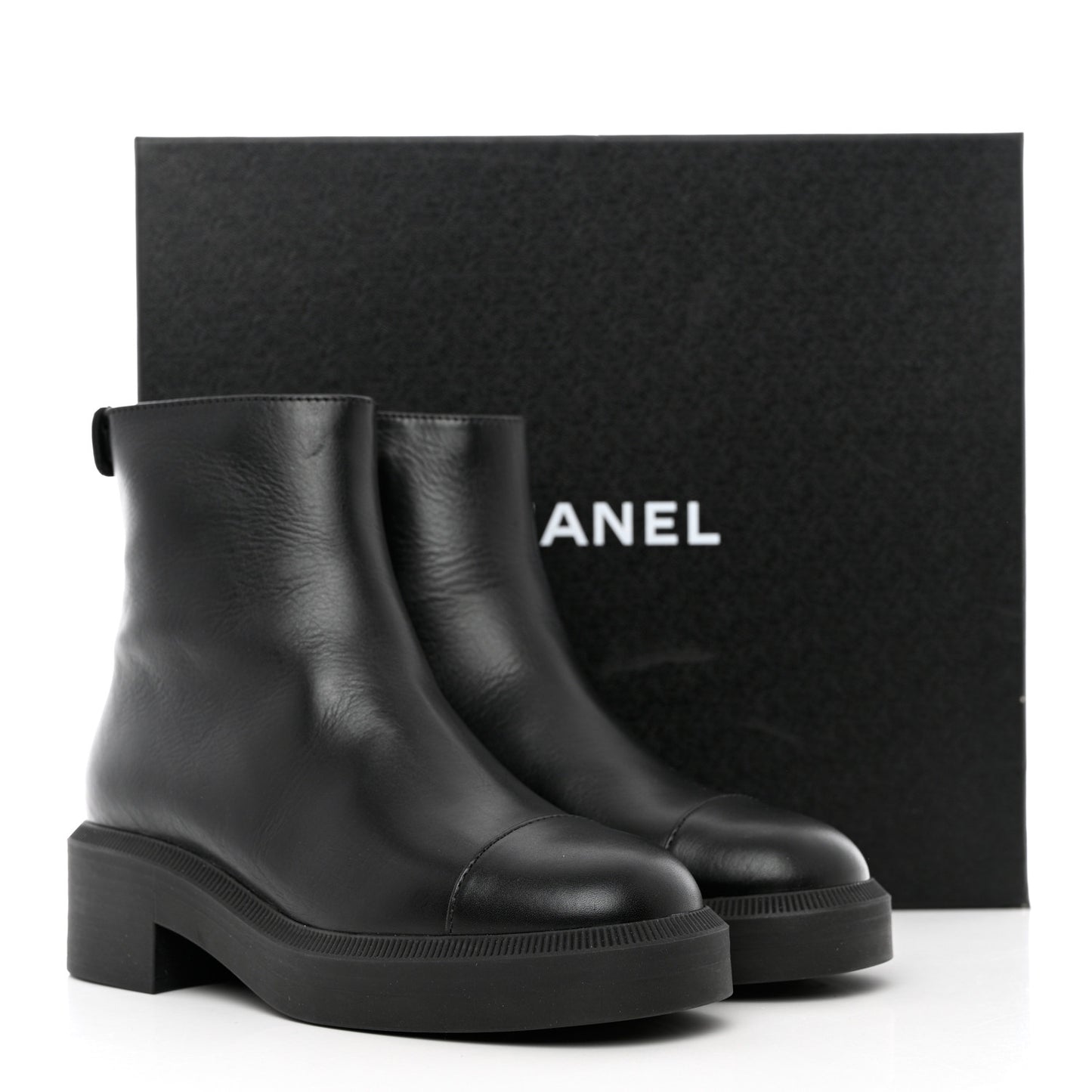Calfskin Logo Boots 35 Black