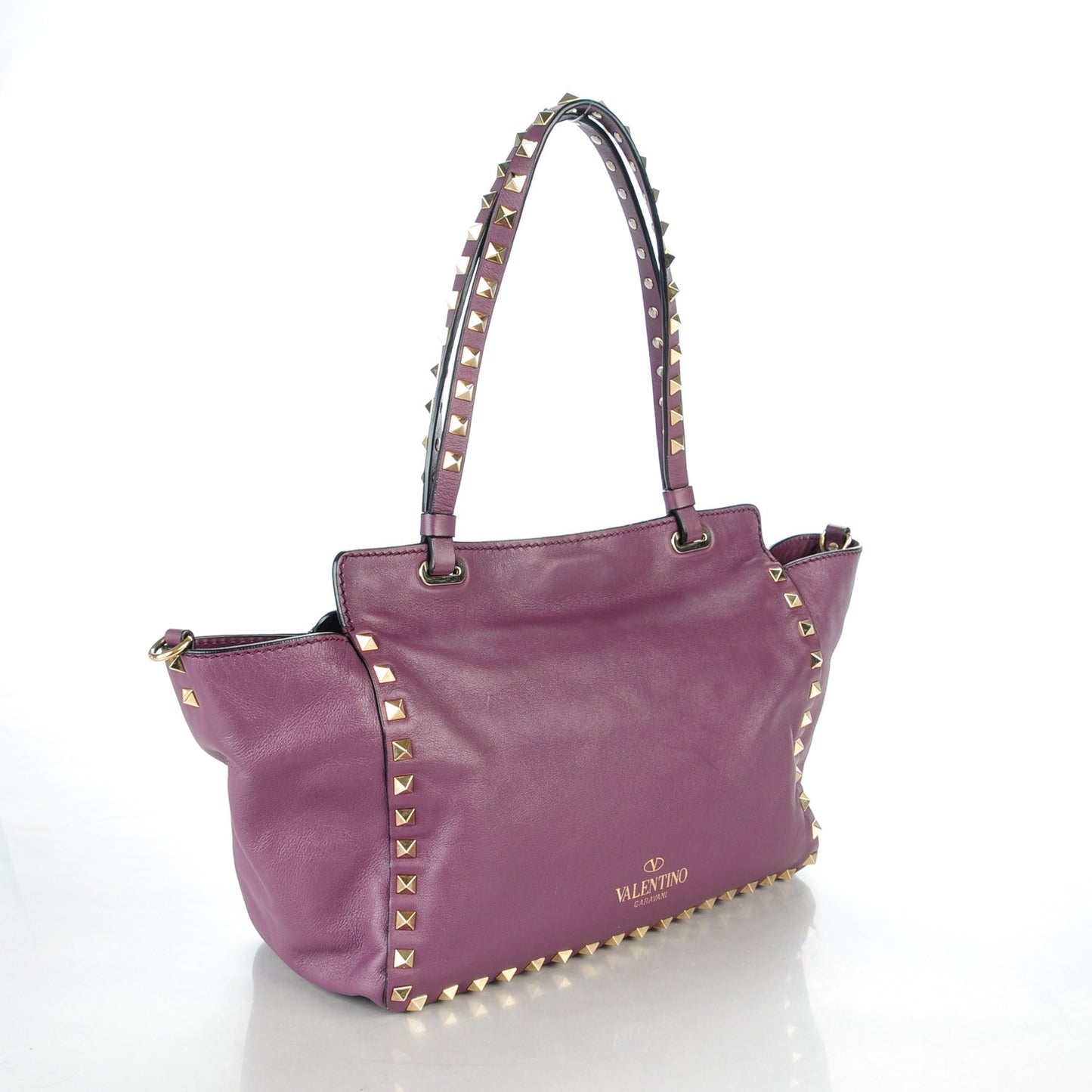 Vitello Small Rockstud Tote Purple Violet