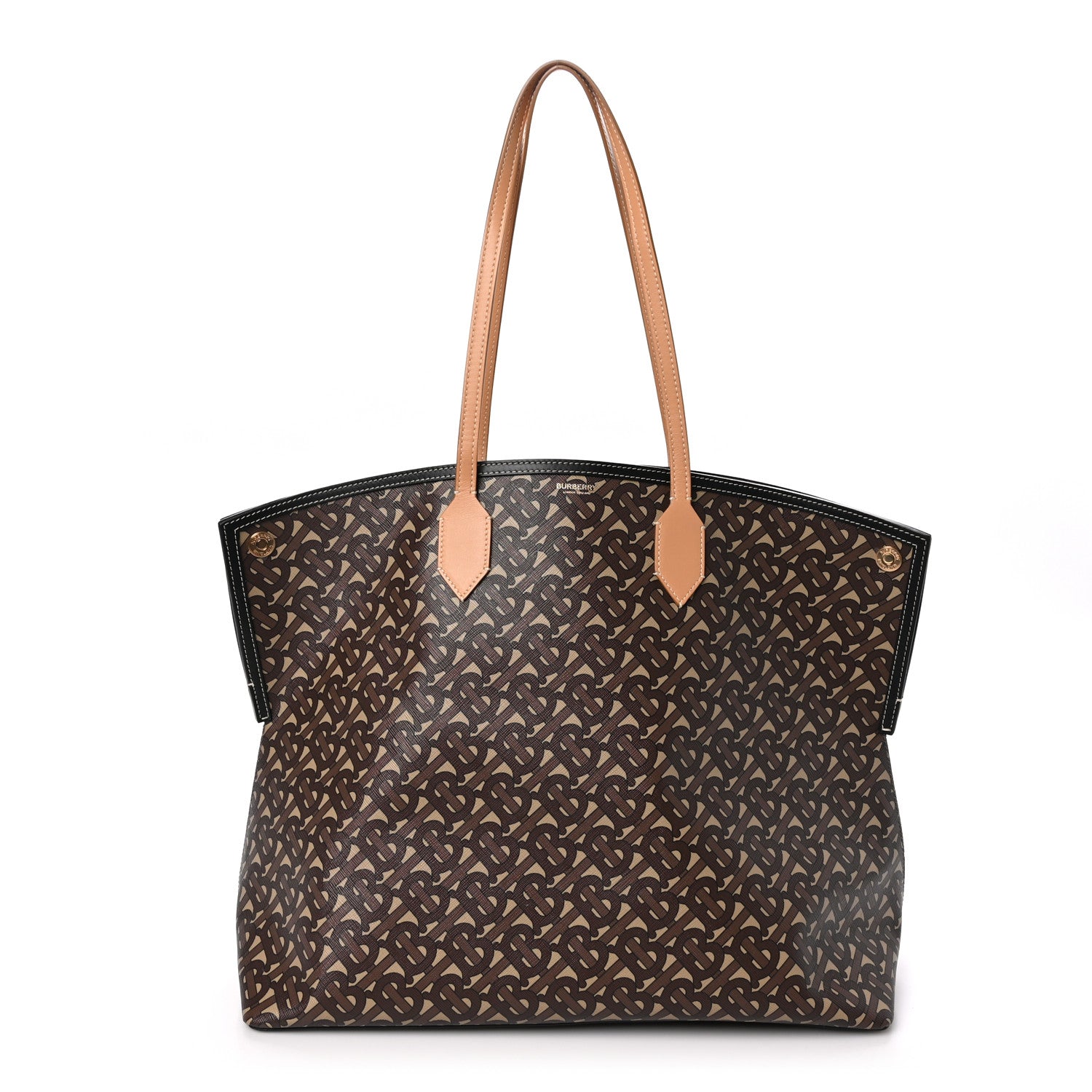 Burberry E-Canvas Monogram Large Society Tote Bridle Brown 1 of 9