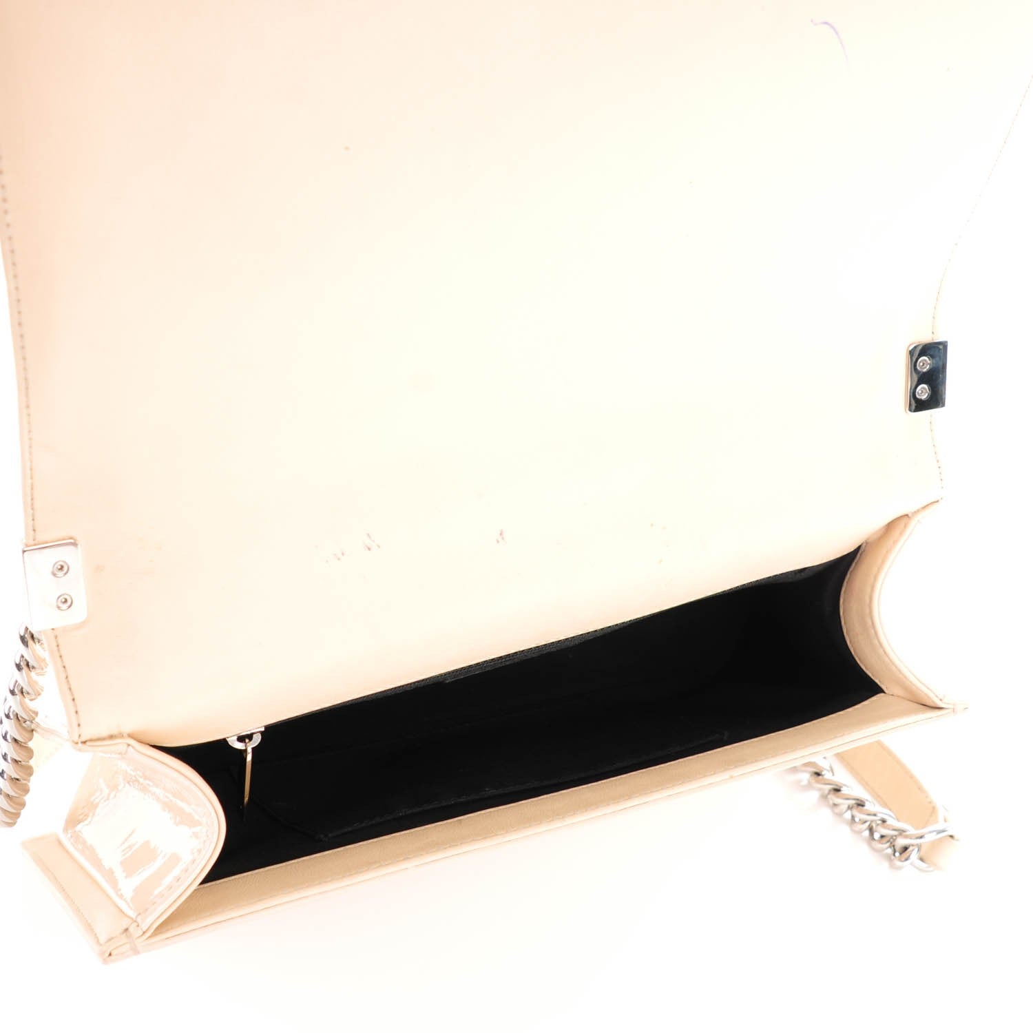 Chanel Patent Calfskin New Medium Boy Flap Plexiglass Beige 5 of 12