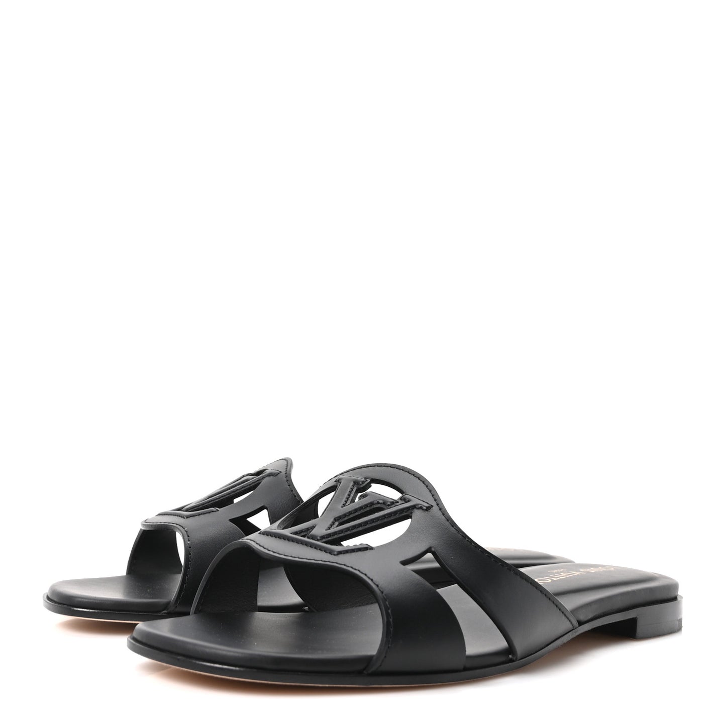 Calfskin LV Isola Flat Sandals 39 Black