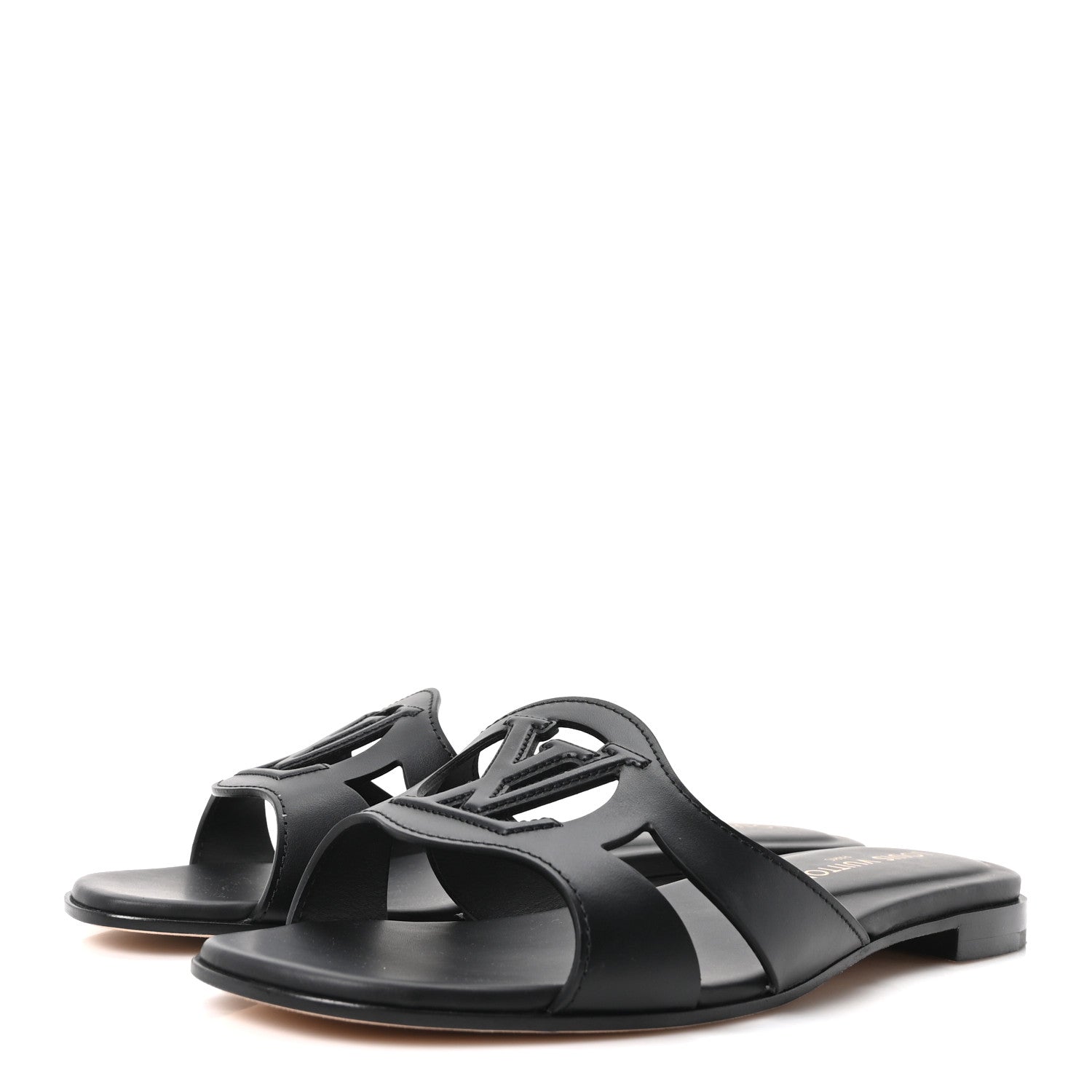 Louis Vuitton Calfskin LV Isola Flat Sandals 39 Black 4 of 9