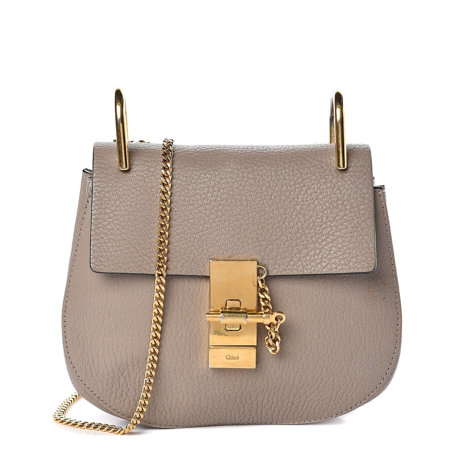 Grained Lambskin Mini Drew Shoulder Bag Motty Grey