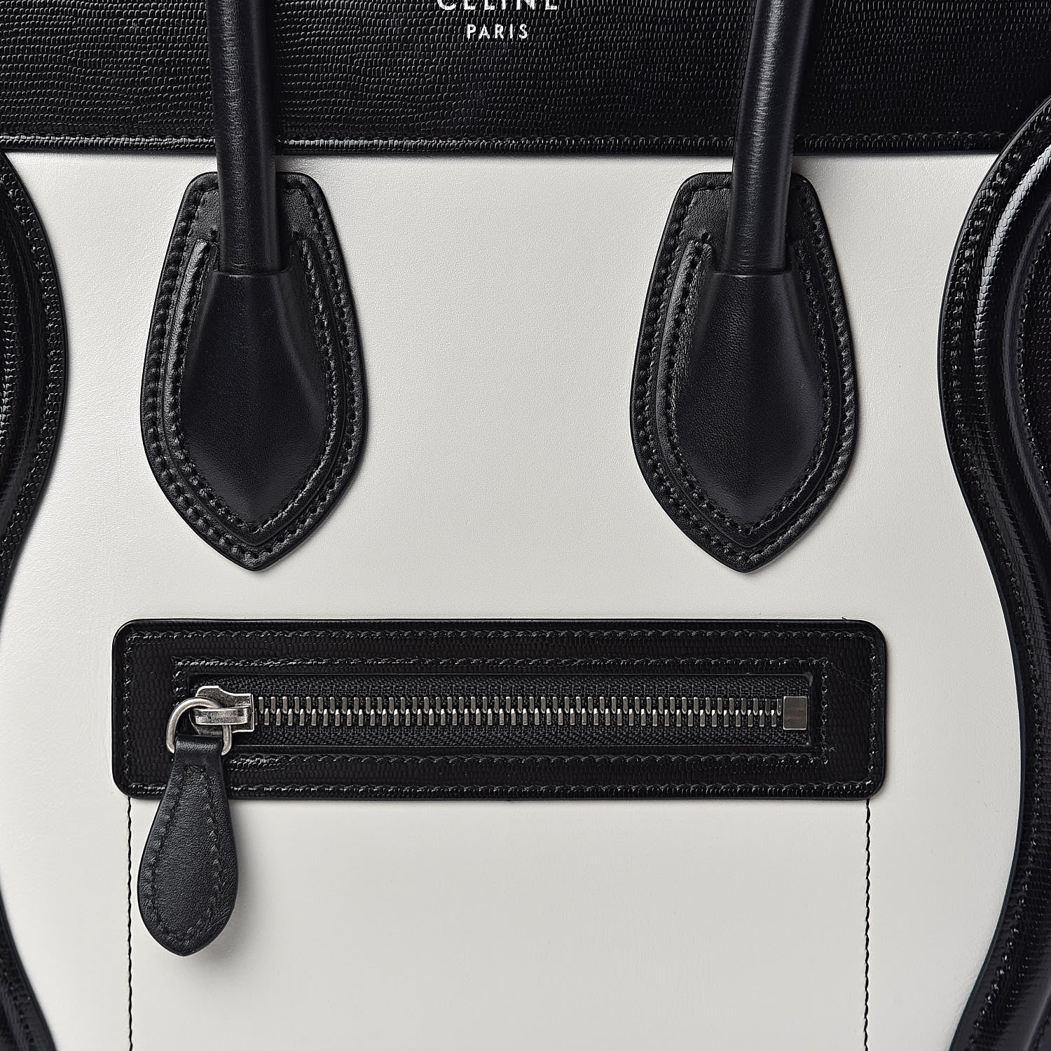 Celine Sleek Calfskin Micro Bi-Color Luggage Black White 11 of 11