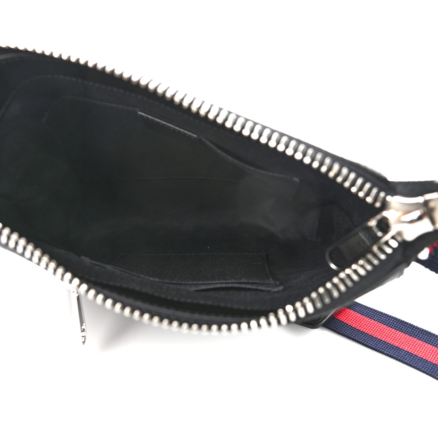 Gucci GG Supreme Monogram Web Small Flat Messenger Bag Black Grey 6 of 11