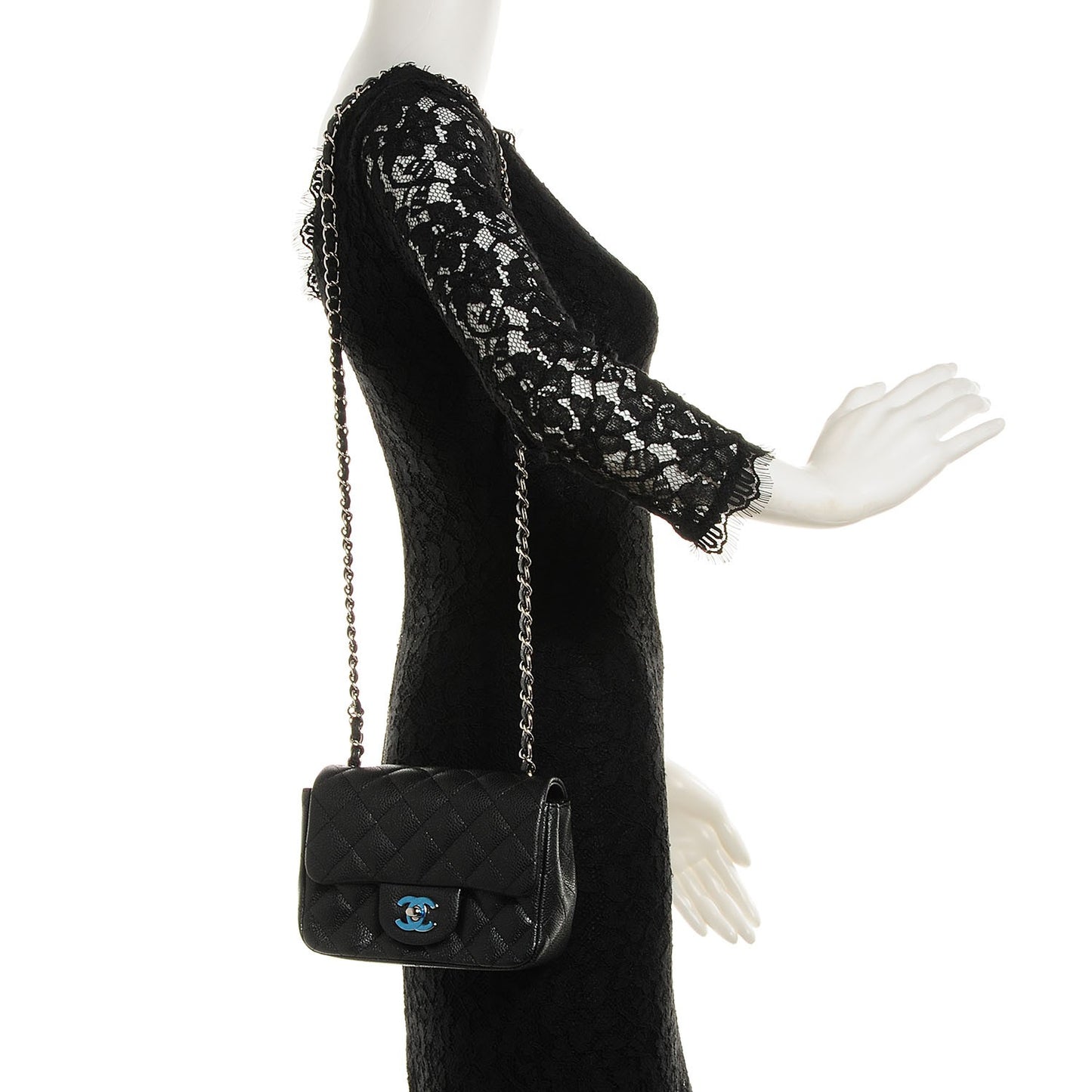 Caviar Quilted Mini Square Flap Black